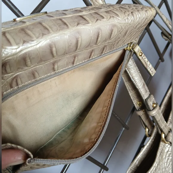 Brahmin 3pcSet Melbourne Asher Tote Bag Wallet&Case Crocodile Embossed Champagne - Picture 15 of 16